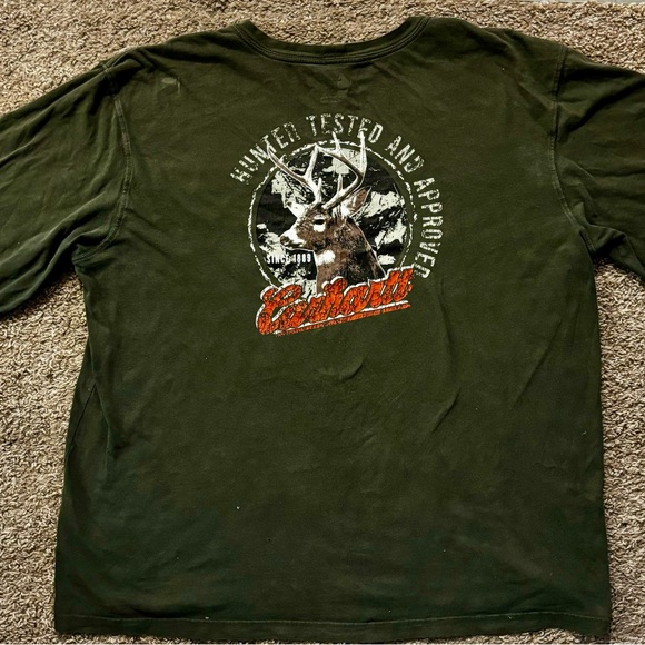 Carhartt Men's Green and Khaki Shirt Men size XL Has some wear Work/outdoor top - Picture 12 of 16